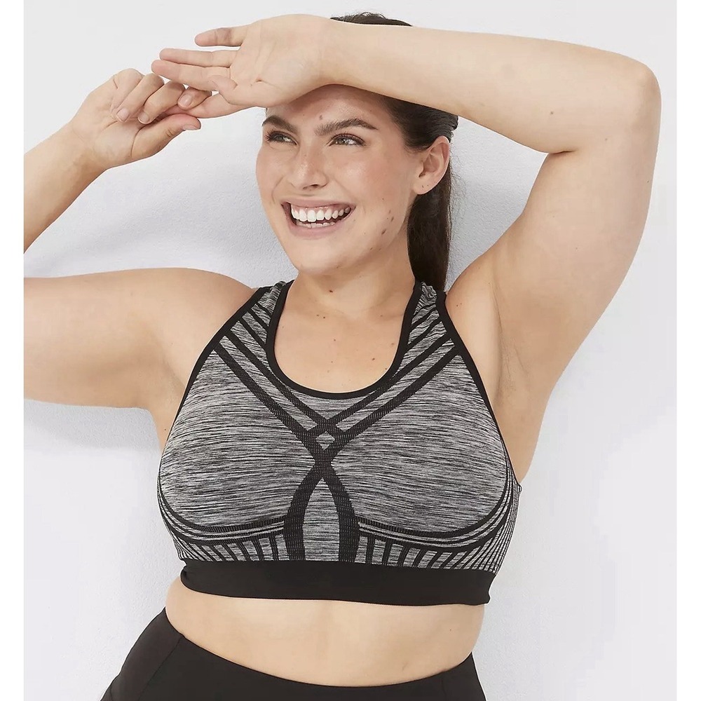 LIVI Wireless Medium-Impact Seamless Sports Bra Size 18/20 Lane Bryant Black